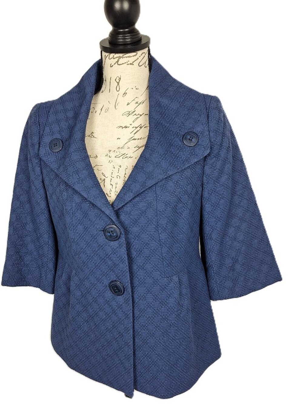 Women's Blue Boucle Cropped Flare Jacket Lightweight Classiques Entier Sz S EC